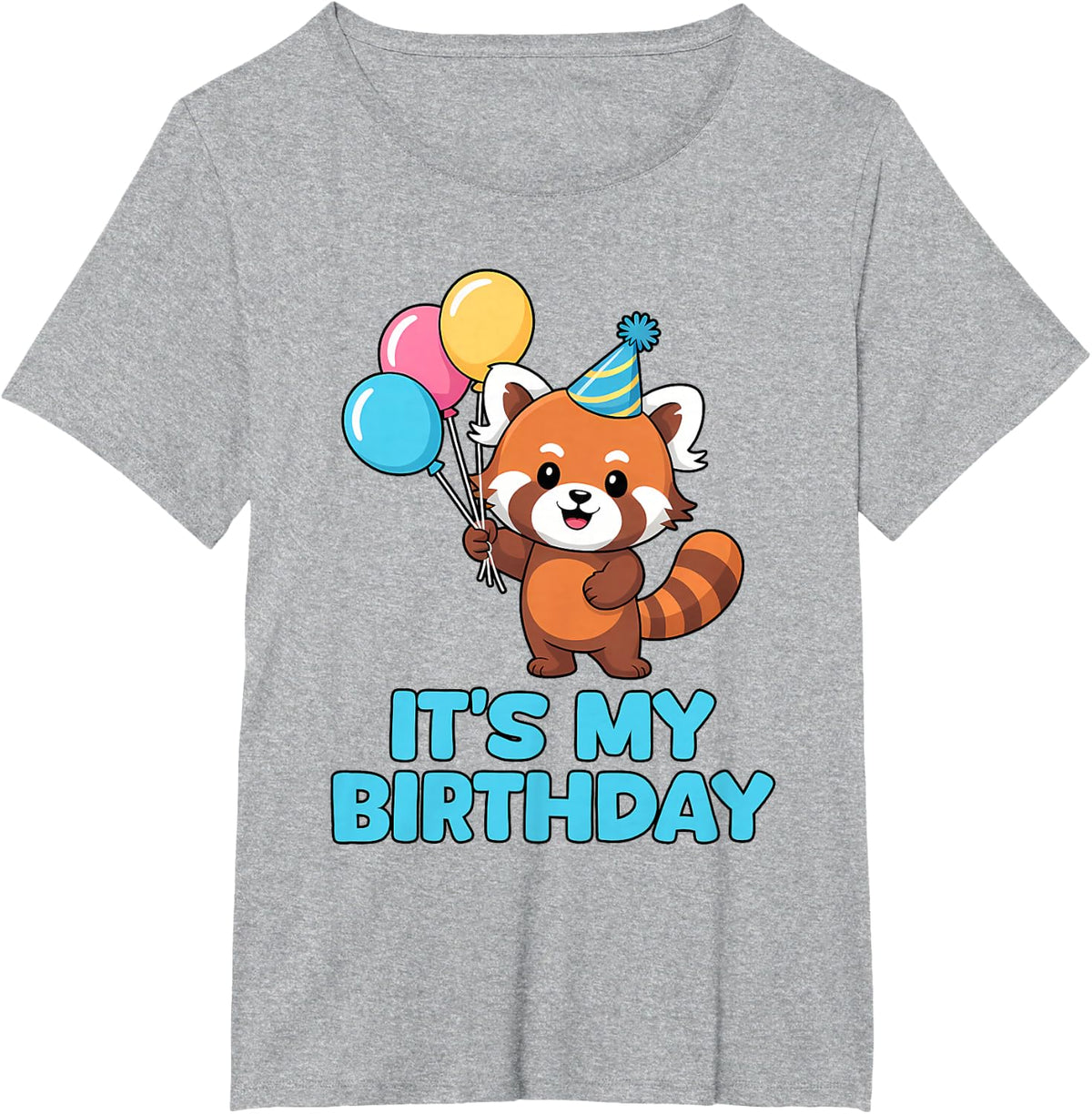 It's My Birthday Kawaii Red Panda T-Shirt - Heather Grey