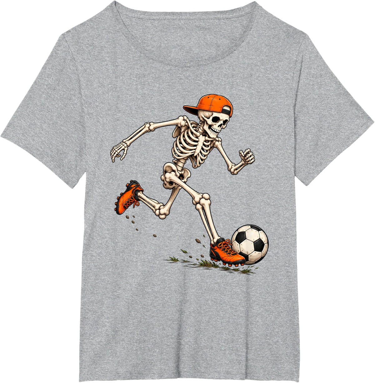 Skeleton Playing Soccer Halloween Costume Boys Men Kids T-Shirt - Heather Grey
