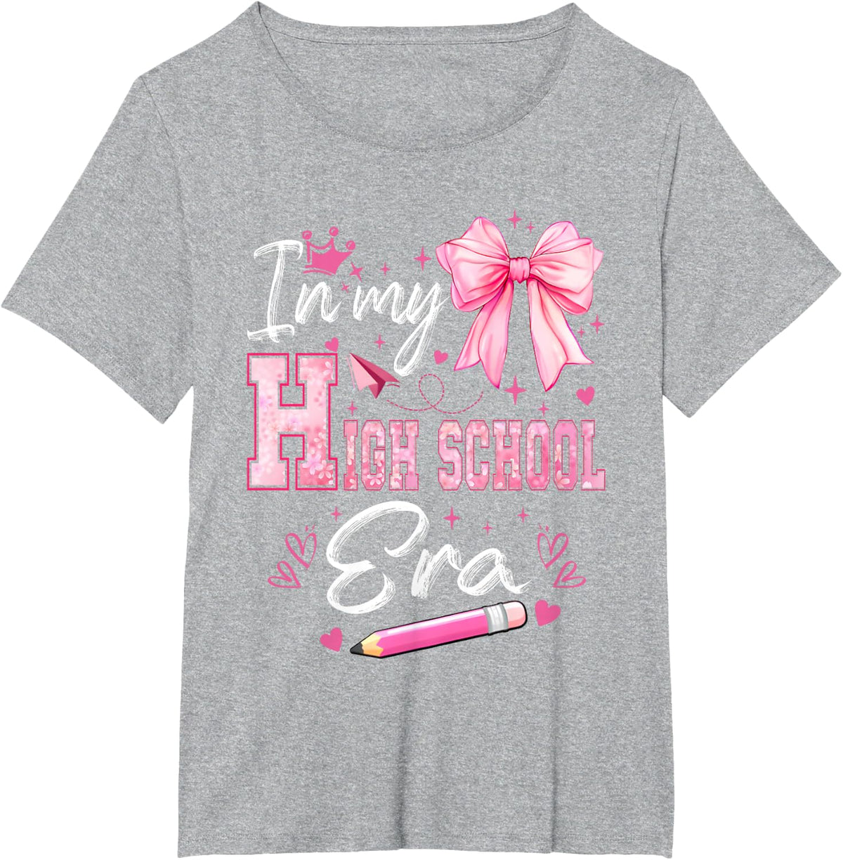 in My High School Era Coquette Back to School Teacher Girl T-Shirt - Heather Grey