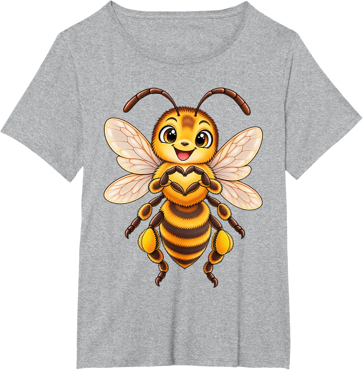 Bee with Heart | Cute Wild Bee with Heart Symbol T-Shirt - Heather Grey