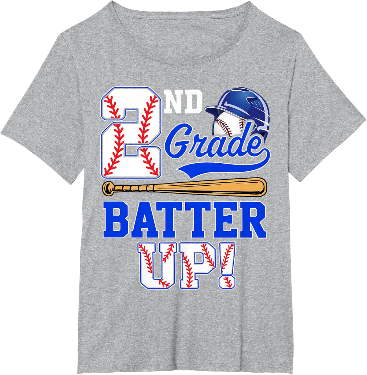 2nd Grade Batter Up Baseball First Day of School Boys T-Shirt - Heather Grey