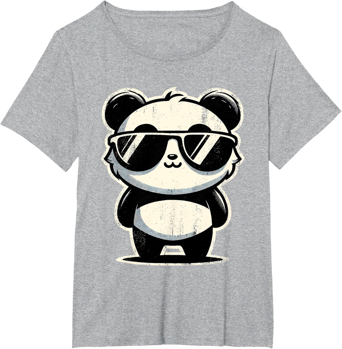 Retro Panda in Sunglasses BBQ Pool Party Funny Panda T-Shirt - Heather Grey