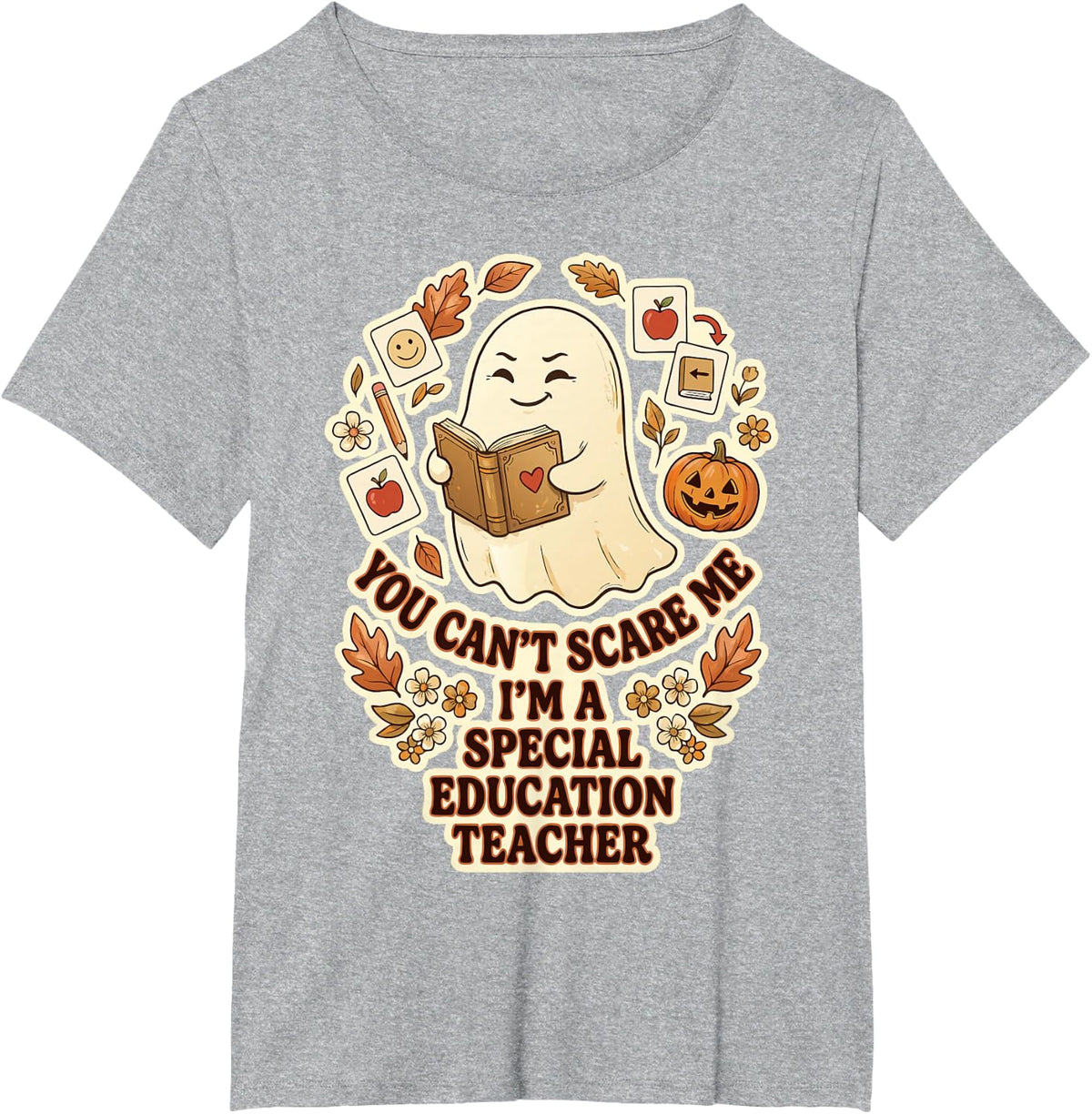 Cute Spooky Ghost Special Education Teacher Halloween Humor T-Shirt - Heather Grey