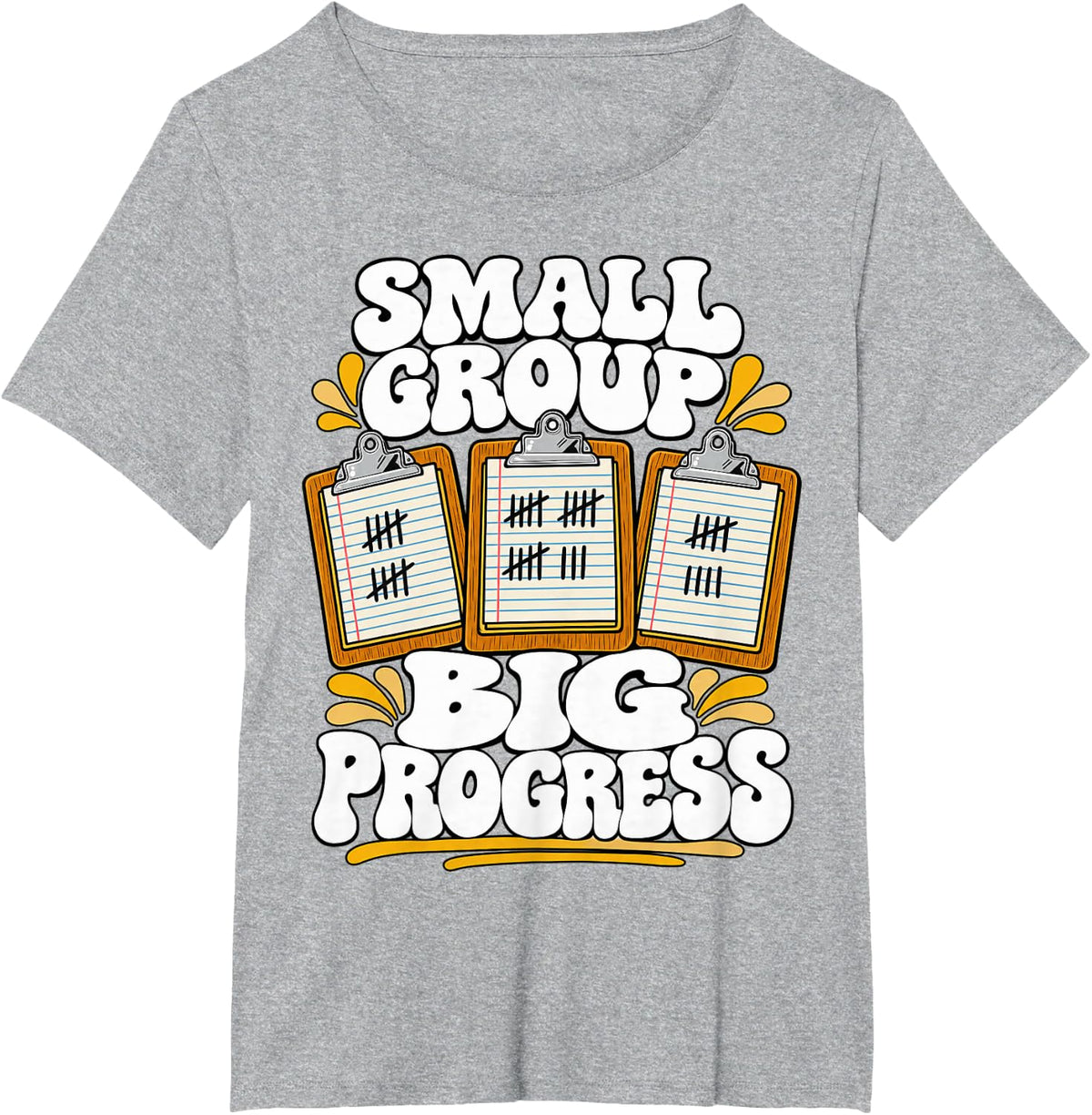 Paraeducator Small Group Big Progress Clipboards Data Fan T-Shirt - Heather Grey