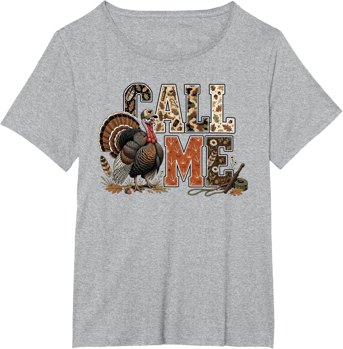 Call Me Turkey Hunter Hunting Season Cute Turkey Hunting T-Shirt - Heather Grey