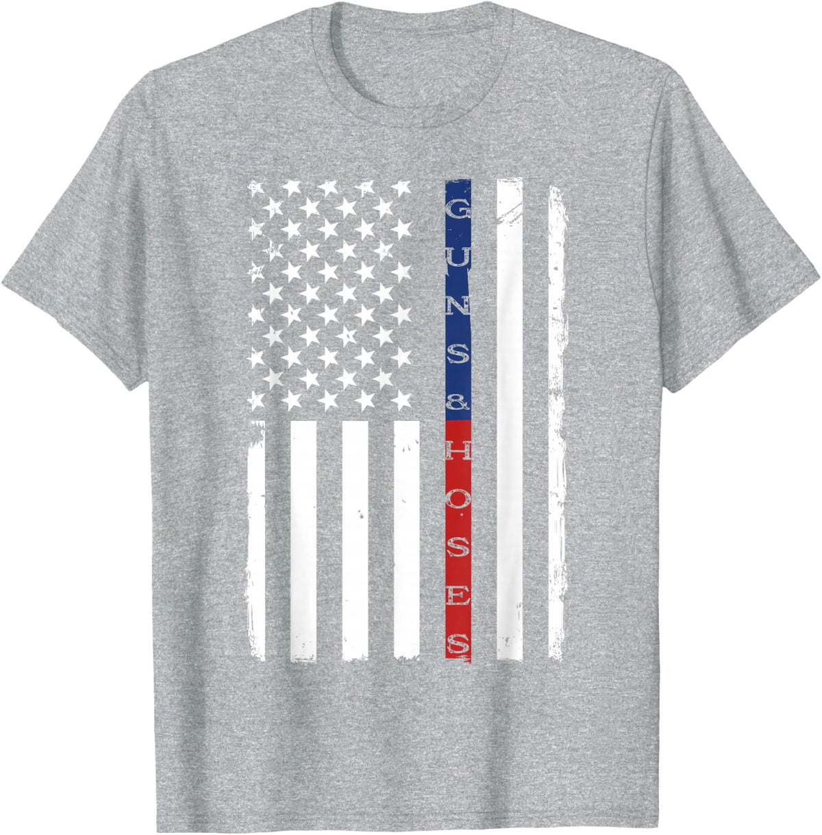 Guns & Hoses Thin Blue Red Line Police & Fire Appreciation T-Shirt - Heather Grey