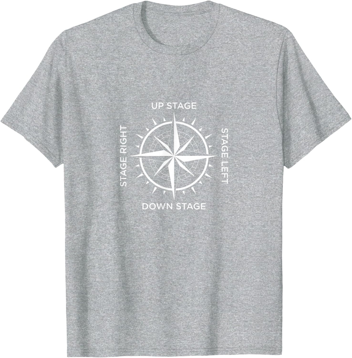 Stage Left Stage Right Funny Theater Compass Exit Broadway T-Shirt - Heather Grey