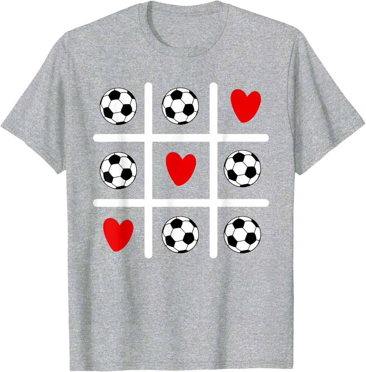Valentine Soccer Love Heart Player Mom Dad Fan Sports Lovers T-Shirt - Heather Grey