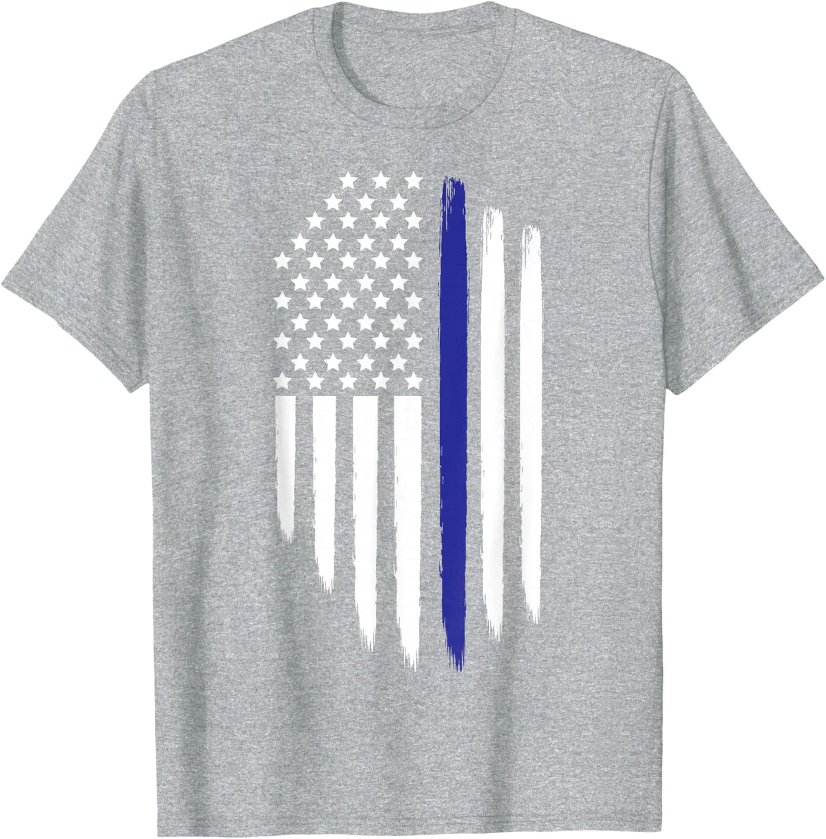 Inspiring Blue Thin Line Policeman American US Flag Police T-Shirt - Heather Grey