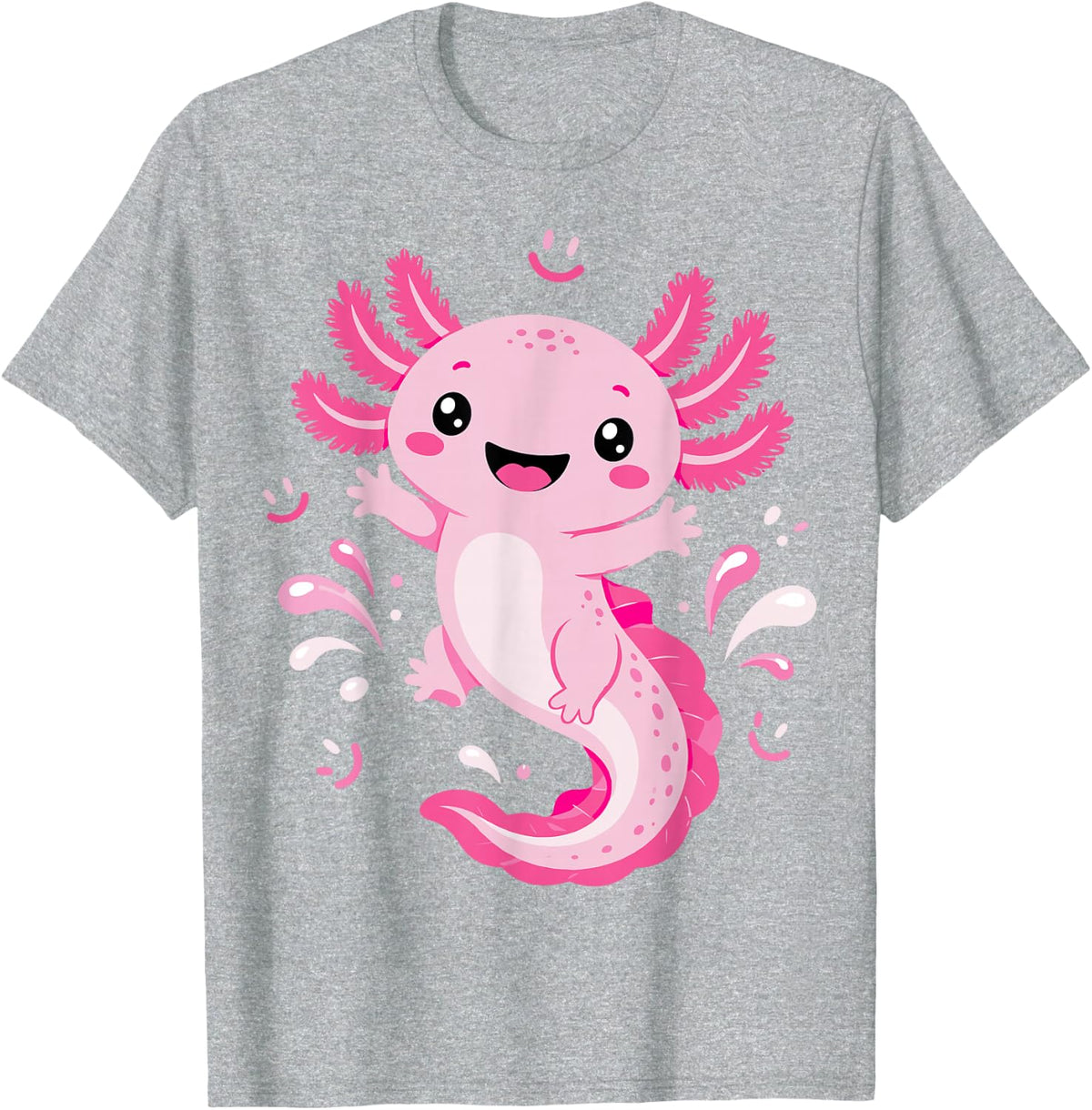 Cute Pink Axolotl Aquatic Animal T-Shirt - Heather Grey
