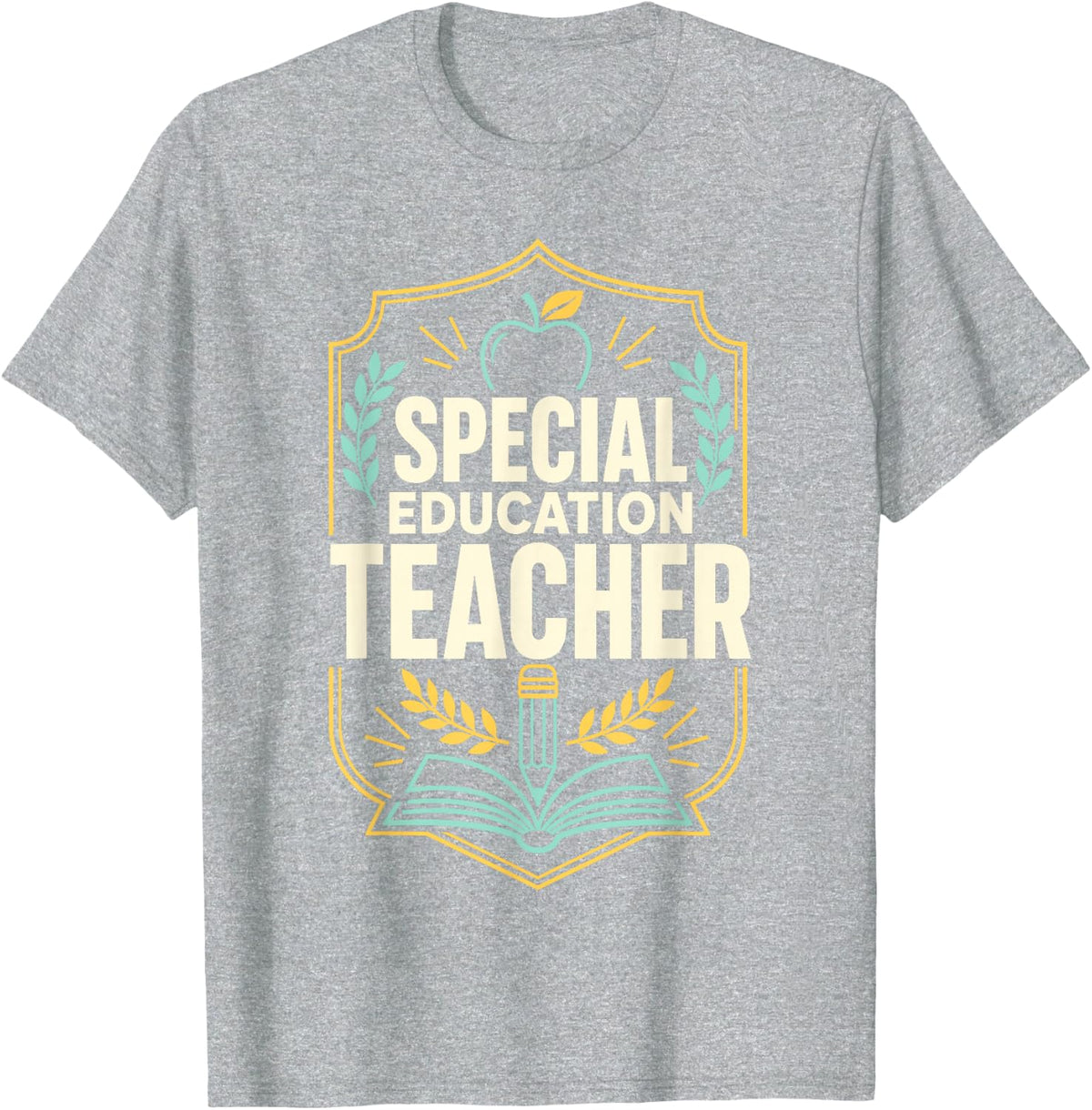 Special Education Teacher School Apple Book T-Shirt - Heather Grey