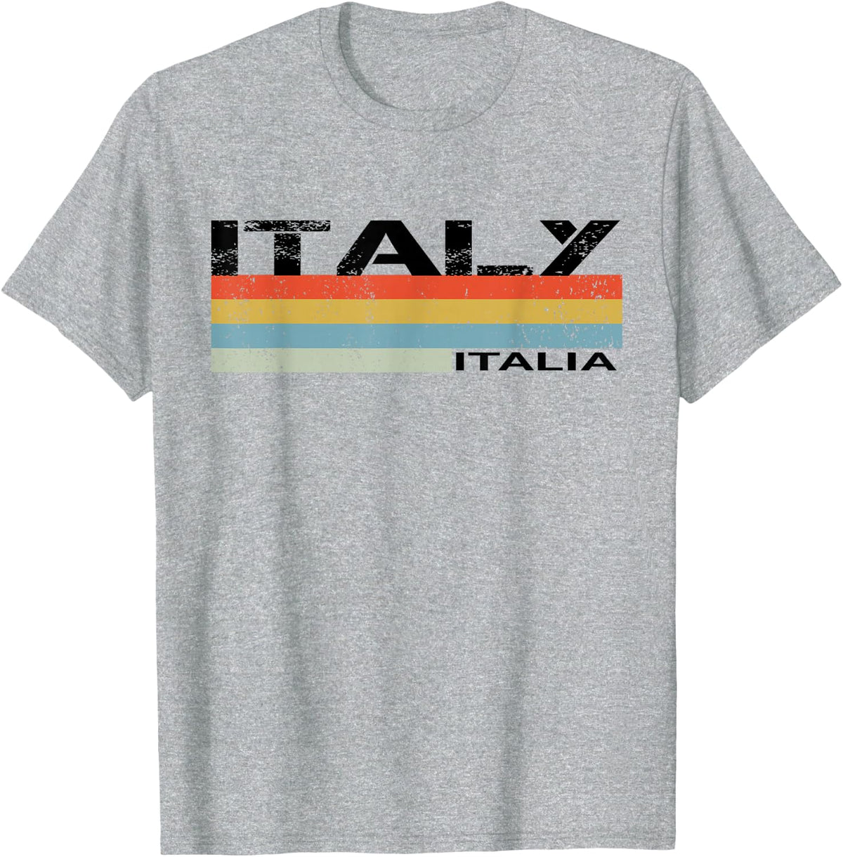 Italian Italy Italia Vintage Stripes T-Shirt - Heather Grey