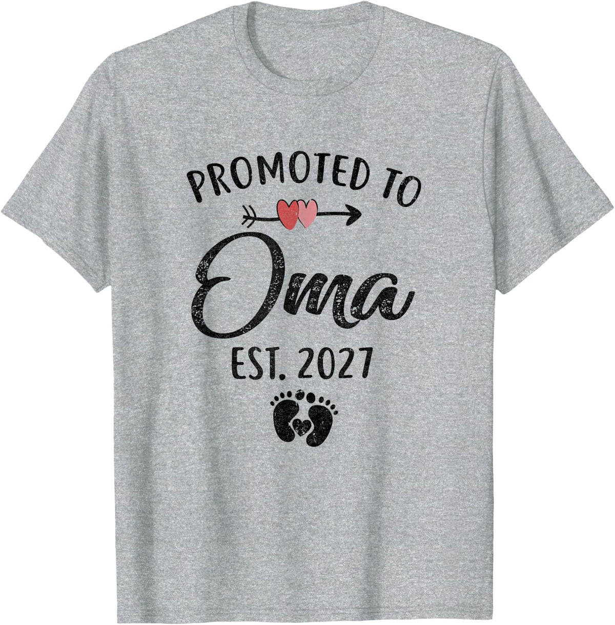 Promoted to Oma Est 2027 First Time Mothers Day T-Shirt - Heather Grey