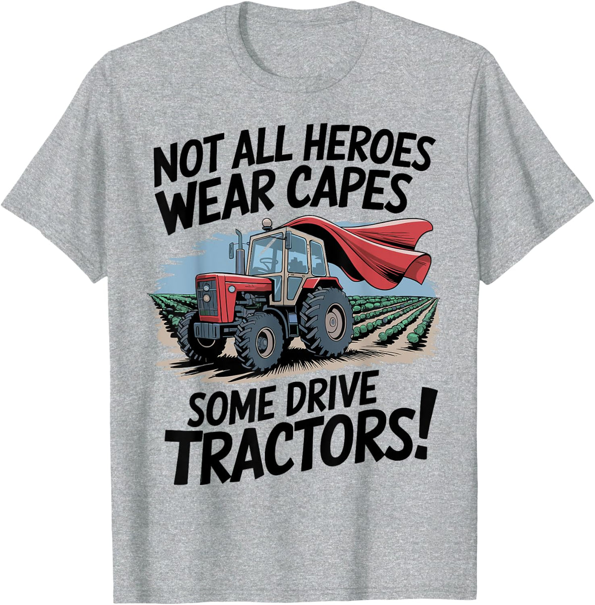 Superhero Tractor Farming Life Tee Cute Toddler Boys Farm T-Shirt - Heather Grey