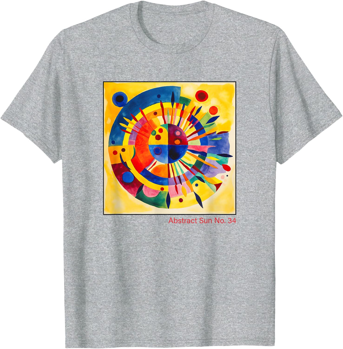 Abstract Sun No. 34 - Color Circle Abstract Modern Art T-Shirt - Heather Grey