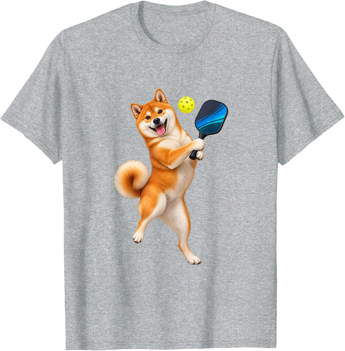 Shiba Inu Pickleball Gift T-Shirt - Heather Grey