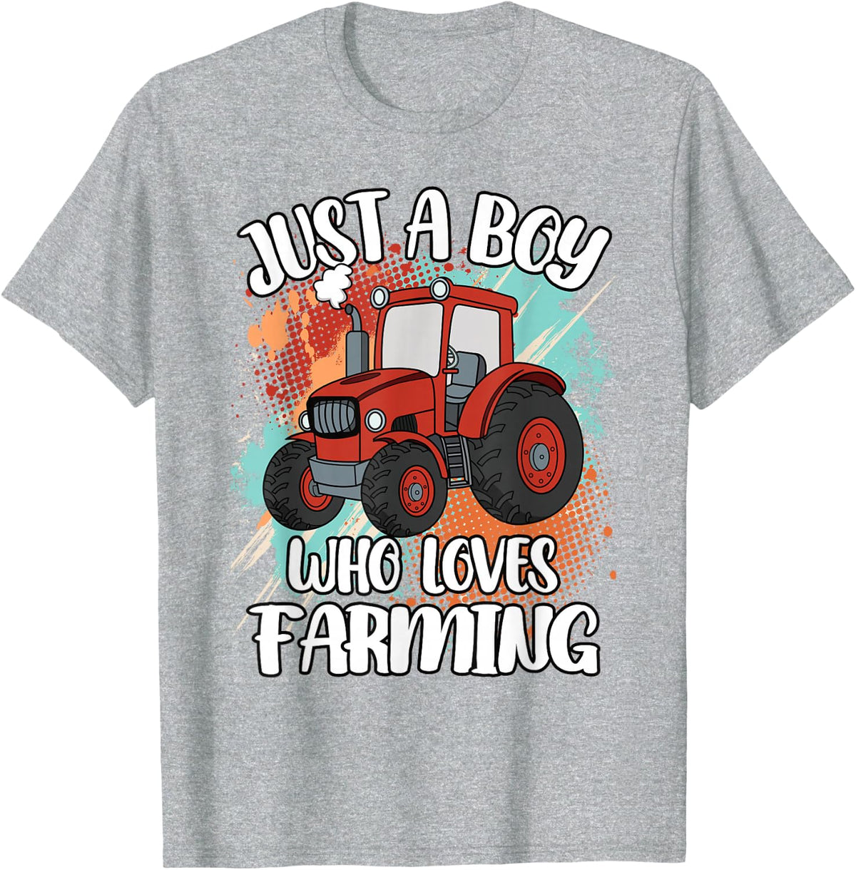 Just A Boy Who Loves Farming Tractor Farmer Boys Kids T-Shirt - Heather Grey