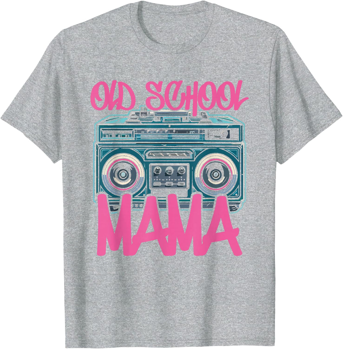 Old School Mama Iconic Music Fan Style T-Shirt - Heather Grey
