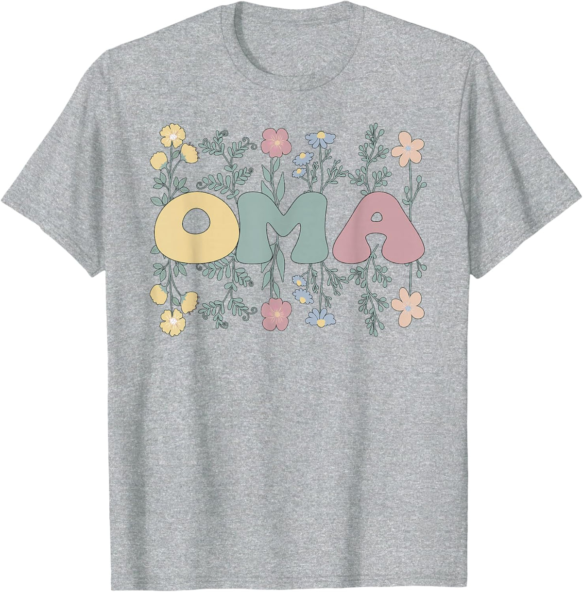 Groovy Oma Grandmother Flowers Oma Grandma T-Shirt - Heather Grey