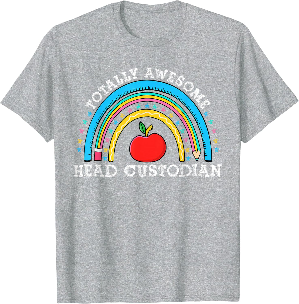 School Custodian Appreciation Funny Head Custodian Janitor T-Shirt - Heather Grey