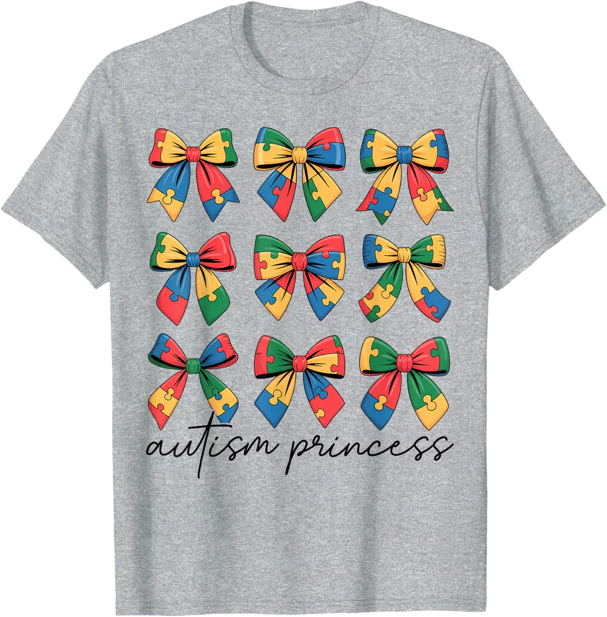 Autism Princess Coquette Bow Daughter Autism Awareness Girls T-Shirt - Heather Grey