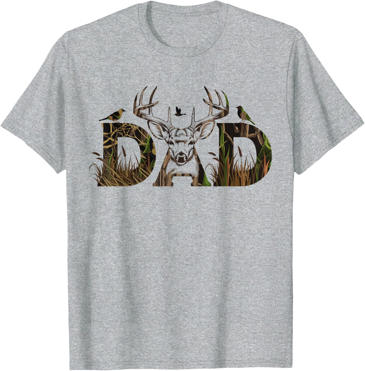 Camo Deer Hunting Dad T-Shirt Tee for Men Hunting Dad Apparel T Shirts - Heather Grey