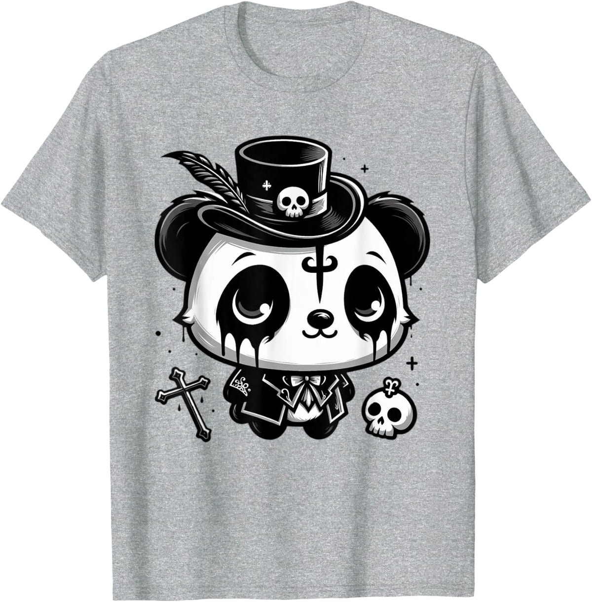 Gothic Panda Bear Purple Goth Animal Lovers Design T-Shirt - Heather Grey