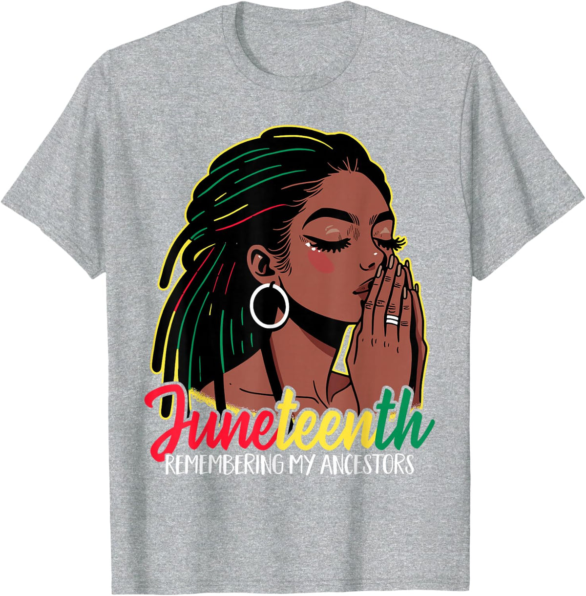 Black Woman Remembering My Ancestors Juneteenth T-Shirt - Heather Grey