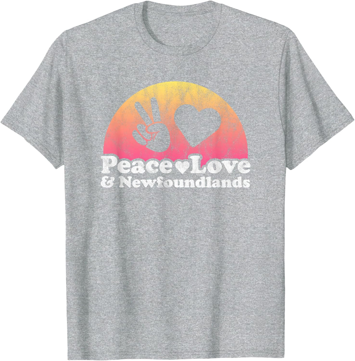 Peace Love and Newfoundlands Newfoundland Dog T-Shirt - Heather Grey