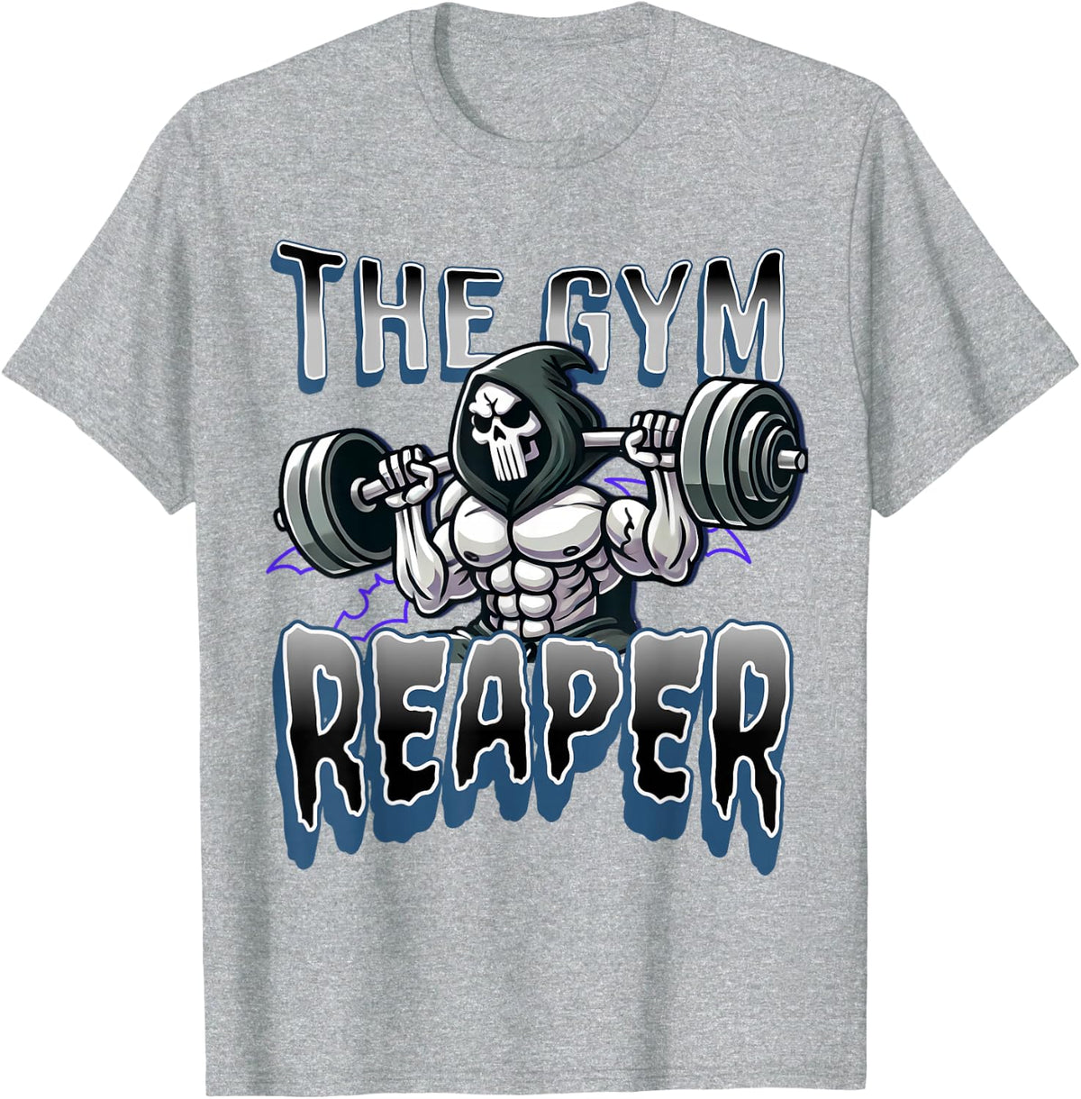 Halloween Gym Shirt Grim Reaper Workout Weightlifting Tees T-Shirts - Heather Grey