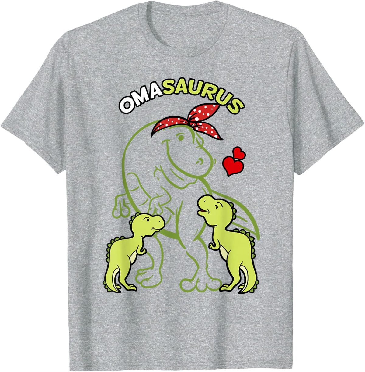 Omasaurus Oma 2 Kids Dinosaur Mother's Day T-Shirt - Heather Grey