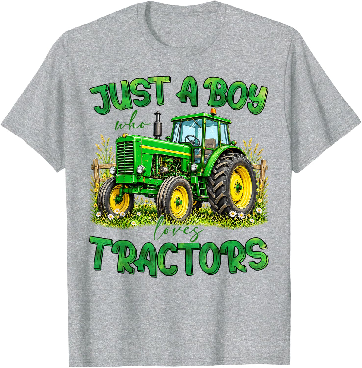 Just A Boy Who Loves Tractors Boys Farming Lover Kid Tractor T-Shirt - Heather Grey