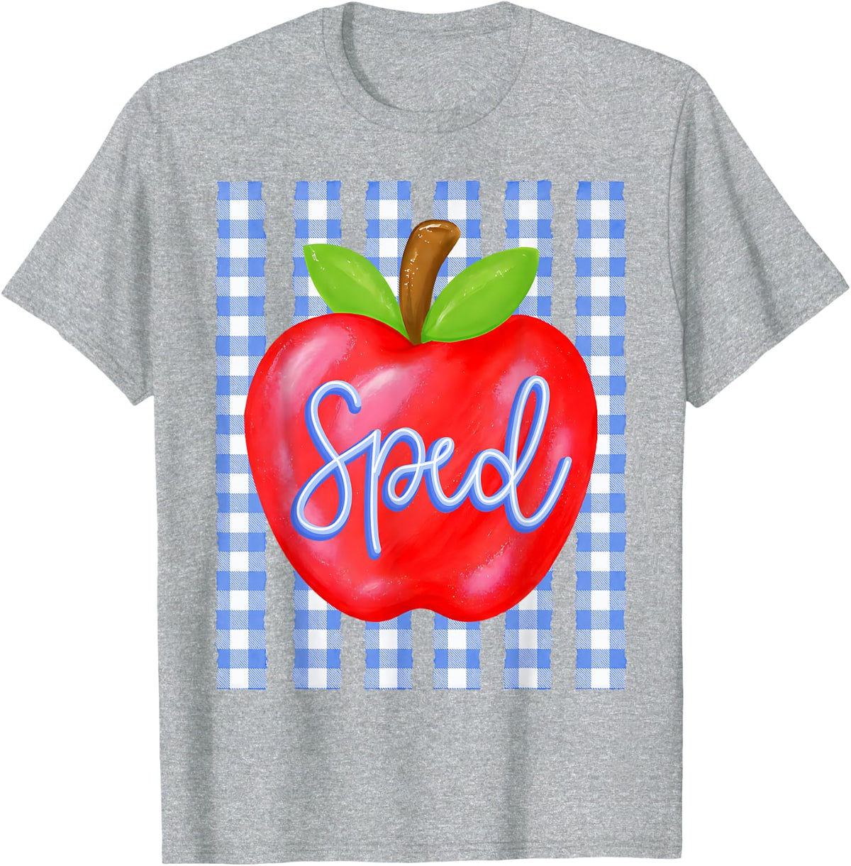 Striped Apple Special Education Sped Teacher Back to School T-Shirt - Heather Grey