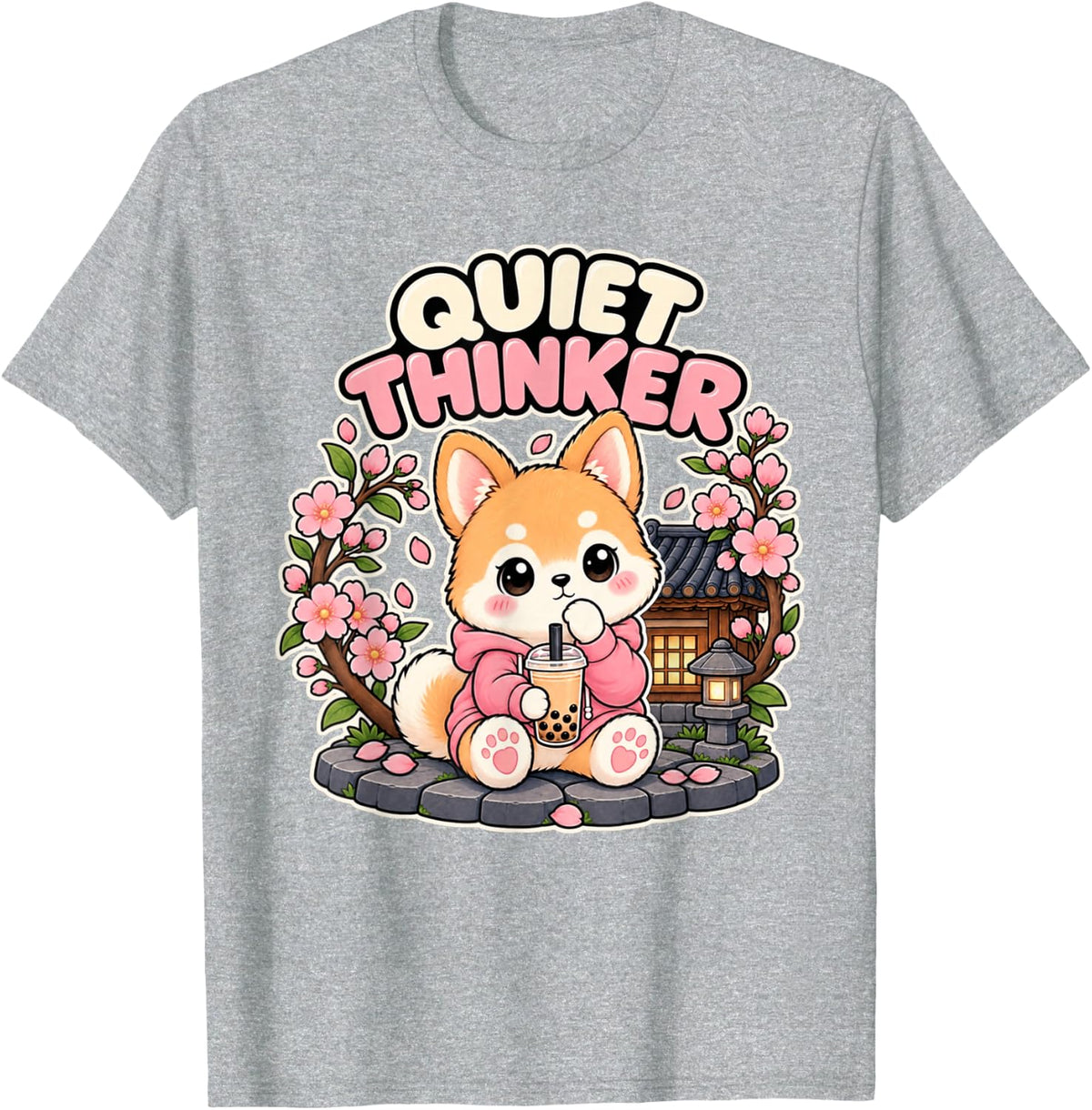 Cute Shiba Inu Kawaii Chibi T-Shirt - Heather Grey