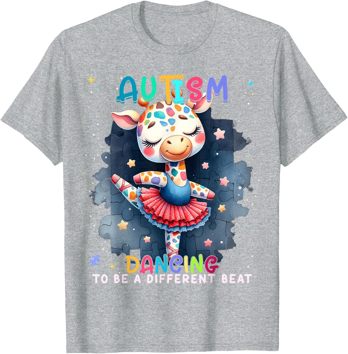 Autism Awareness Cute Unicorn Dancing to A Different Beat T-Shirt - Heather Grey