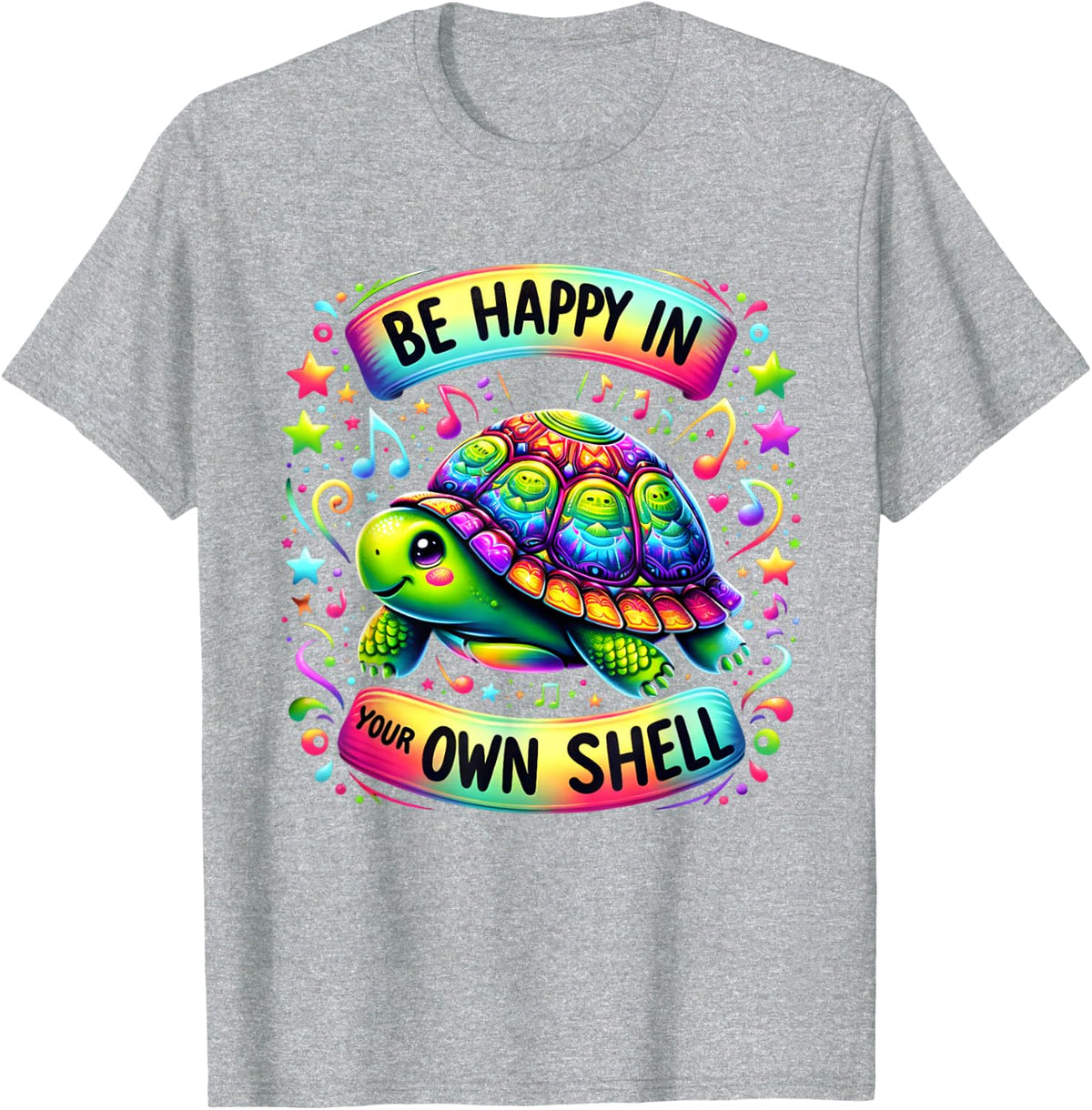 Be Happy In Your Own Shell Funny Autism Awareness Turtle Tee T-Shirt For Men Women - Heather Grey