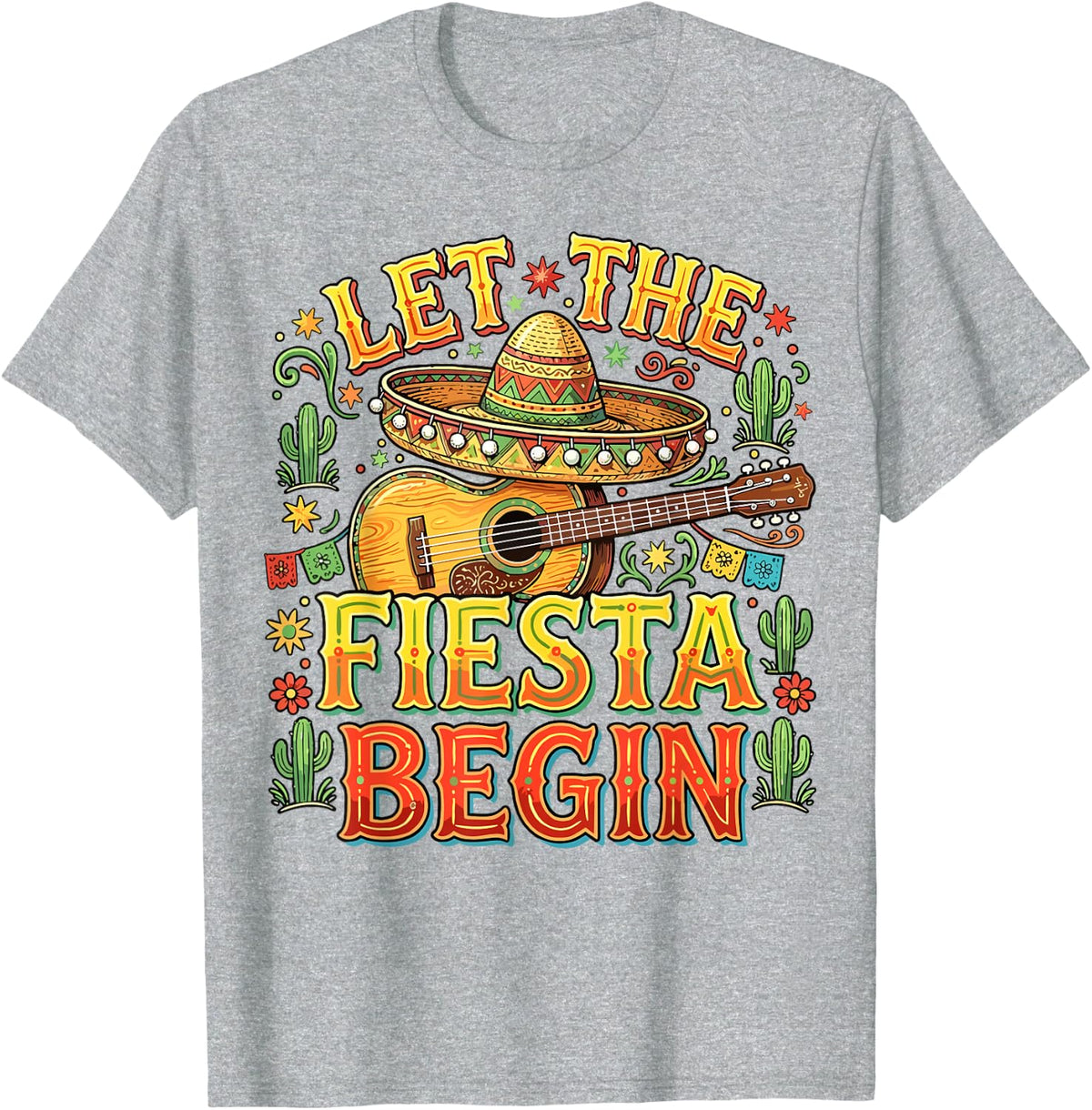 Let The Fiesta Begin Mexican Cinco De Mayo T-Shirt - Heather Grey