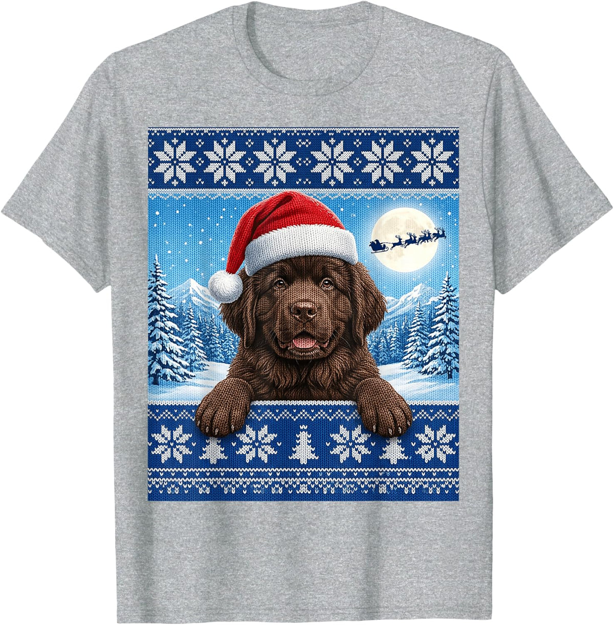 Brown Newfoundland Puppy Dog T-Shirt - Heather Grey