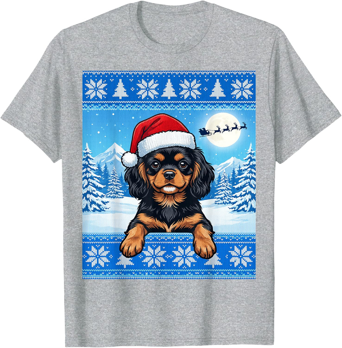 Black and Tan Cavalier King Charles Spaniel Puppy Dog T-Shirt - Heather Grey