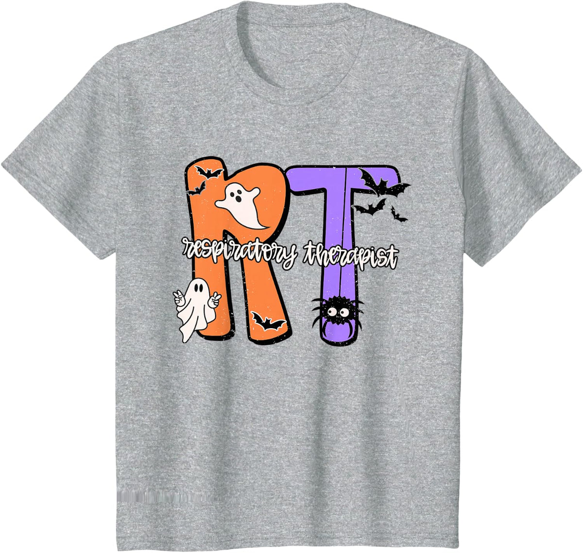Respiratory Therapist Halloween Spooky RT Pulmonary Nurse T-Shirt - Heather Grey