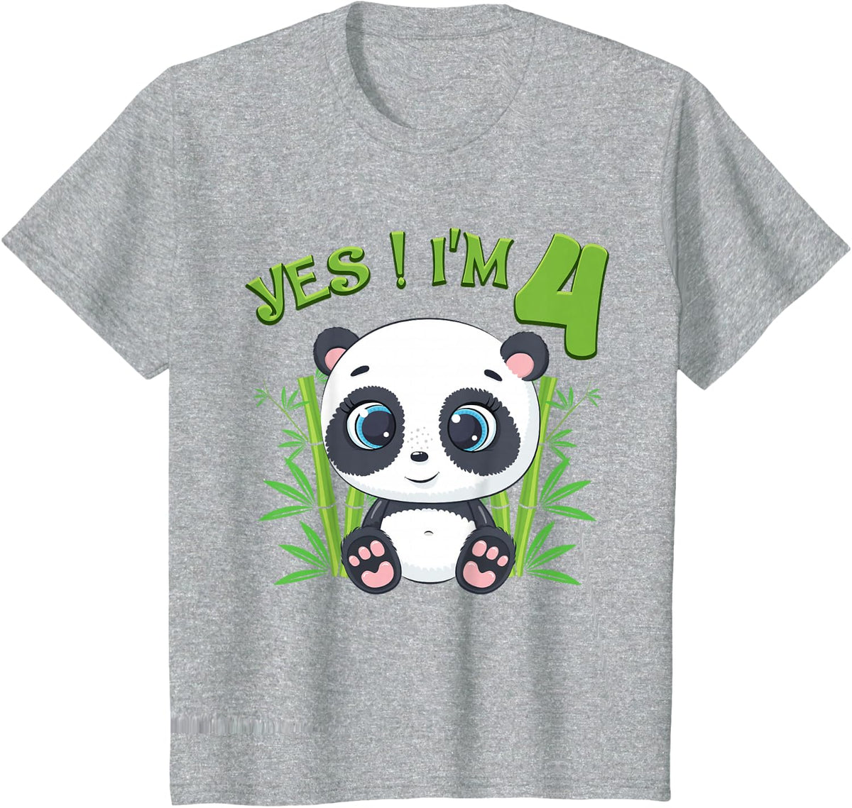 Girls 4th Birthday Shirt Panda Fourth Birthday Tee Gift For 4 Year Old Birthday Girl T-Shirt - Heather Grey